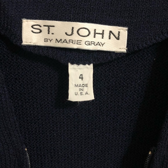 St. John Navy Zip Up Long Duster Knit Cardigan - Picture 4 of 5